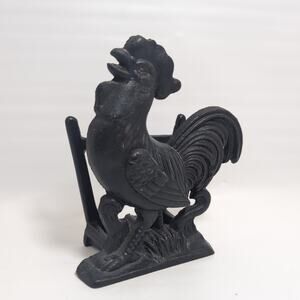 Apco Black Cast Iron Rooster Napkin Holder Rustic Farmhouse Decor Made Japan VTG